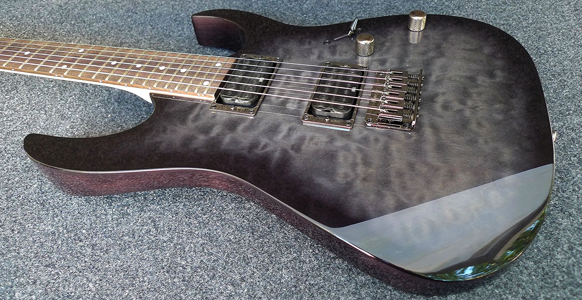 ibanez rg421-qmtgb solid body electric guitar gray burst quilted